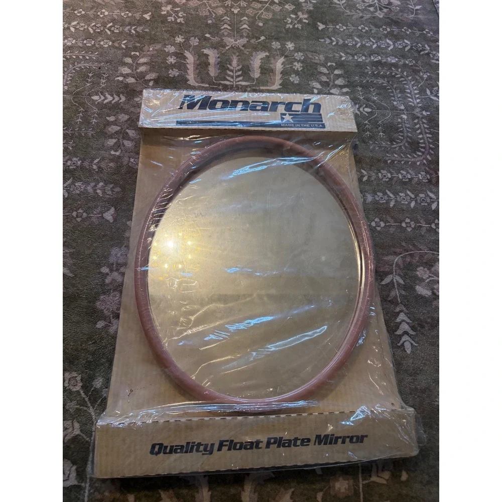 Vintage Monarch Pink Oval Wall Mirror Quality Float Plate Glass Made in USA NEW
